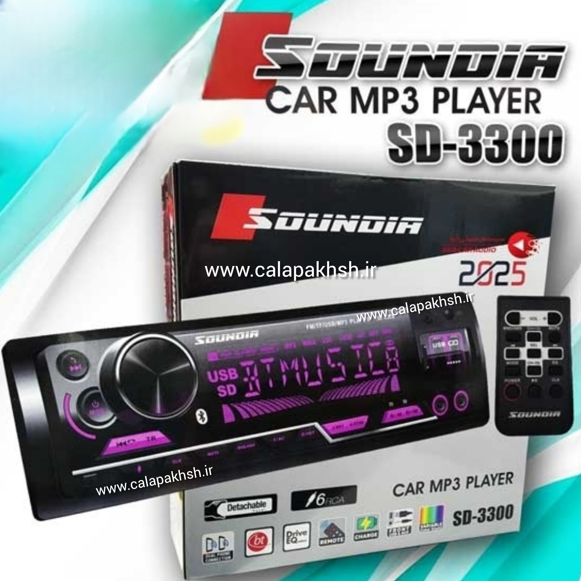 پخش ۶خروجی  پنل جدا مولتی کالر سوندیا مدل SD-3300(گارانتی دار)